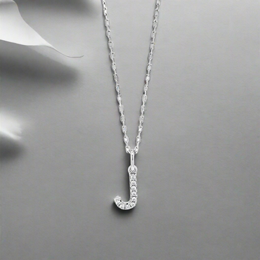 J - Initial J Necklace Sterling Silver Pendant