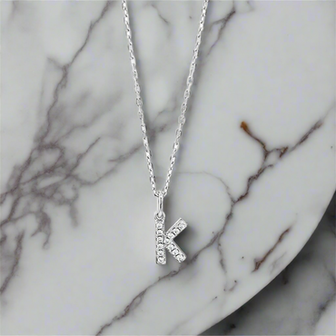 K - Initial K Necklace Sterling Silver Pendant