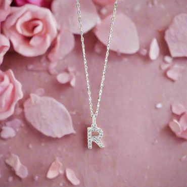 R - Initial R Necklace Sterling Silver Pendant