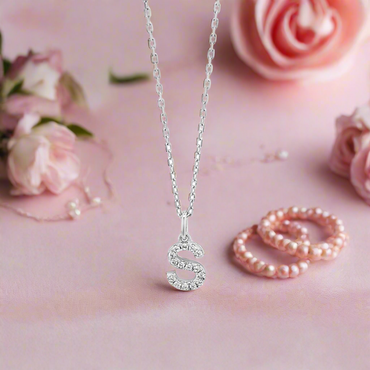 S - Initial S Necklace Sterling Silver Pendant