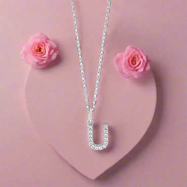 U - Initial U Necklace Sterling Silver Pendant
