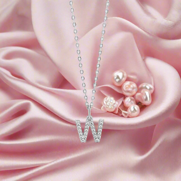W - Initial W Necklace Sterling Silver Pendant
