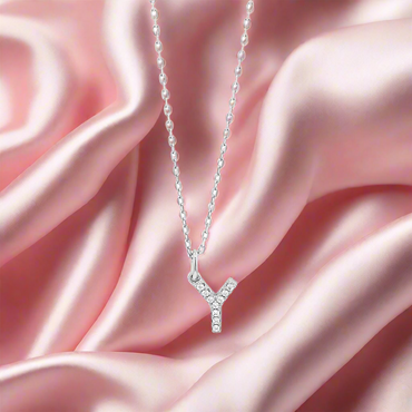 Y - Initial Y Necklace Sterling Silver Pendant