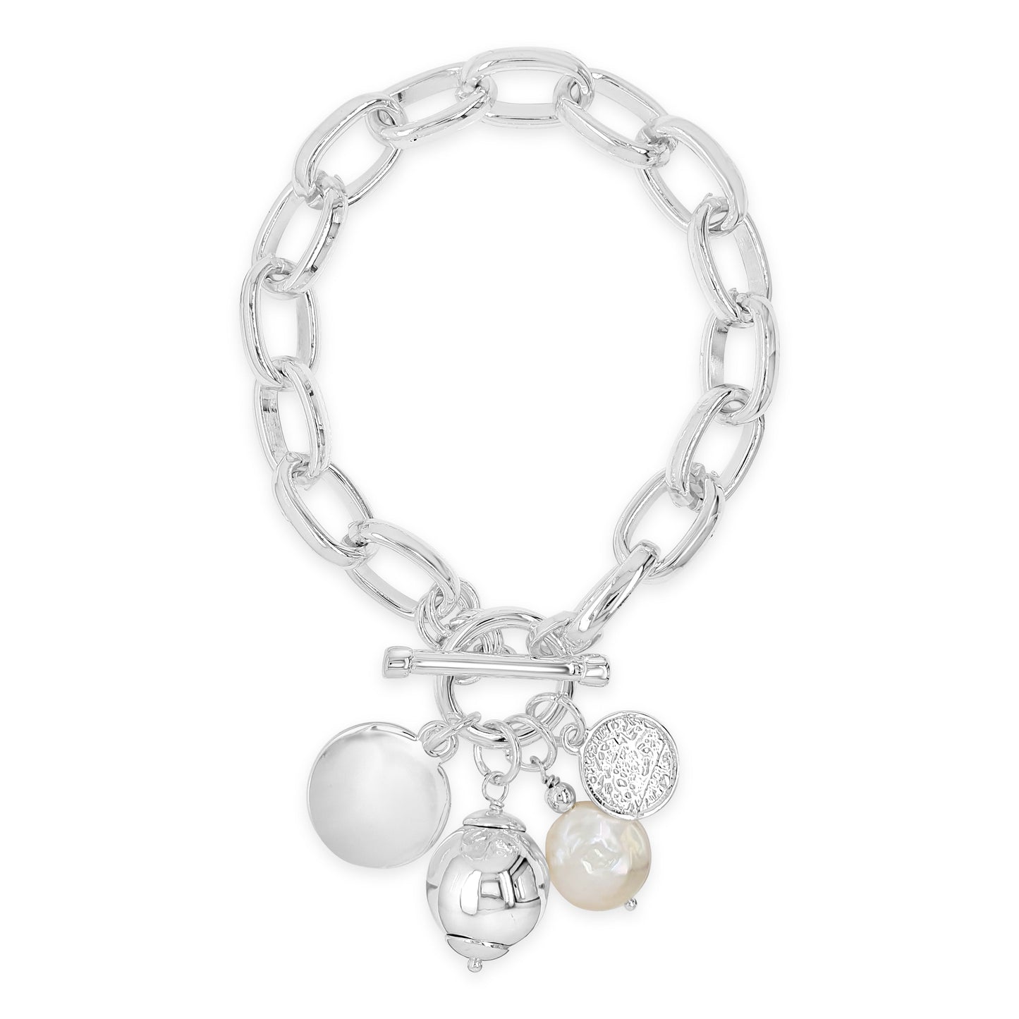 Absolute Jewellery Chunky Paperclip Charm T-Bar Bracelet