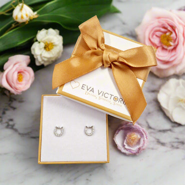 Bow & Horseshoe Children Sterling Silver Stud Earrings 7mm