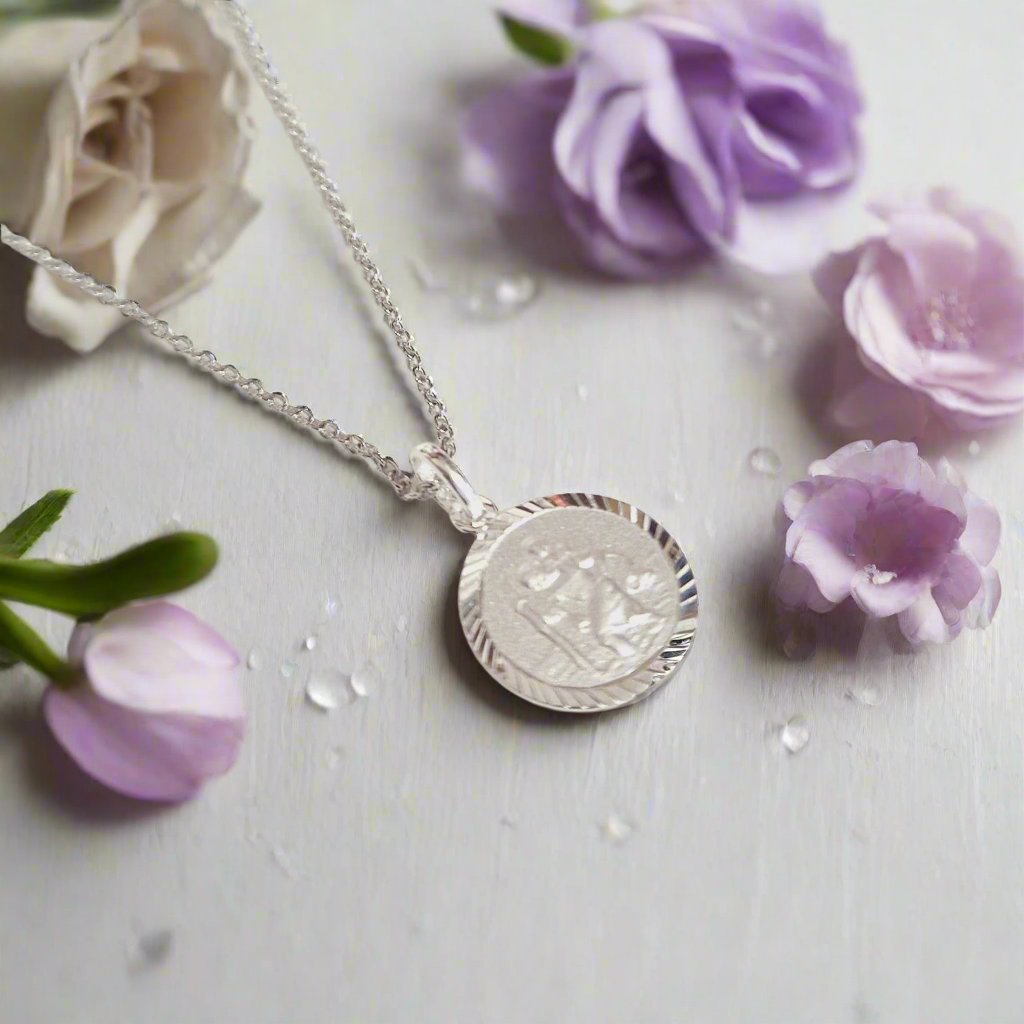 Sterling Silver St. Christopher's Tiny Round Medal 12mm