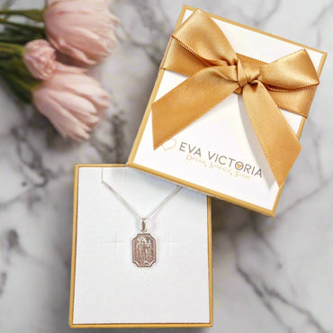 St. Christopher Sterling Silver Engravable Rectangle Medal 16mm