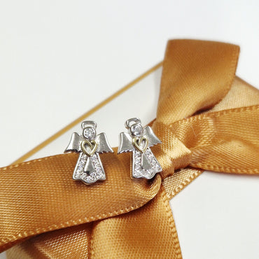 Heart Of Golf Children Sterling Silver Angel Stud Earrings