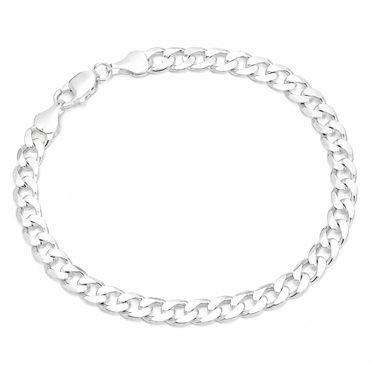 Sterling Silver Curb Chain Bracelet for Men 5.9mm
