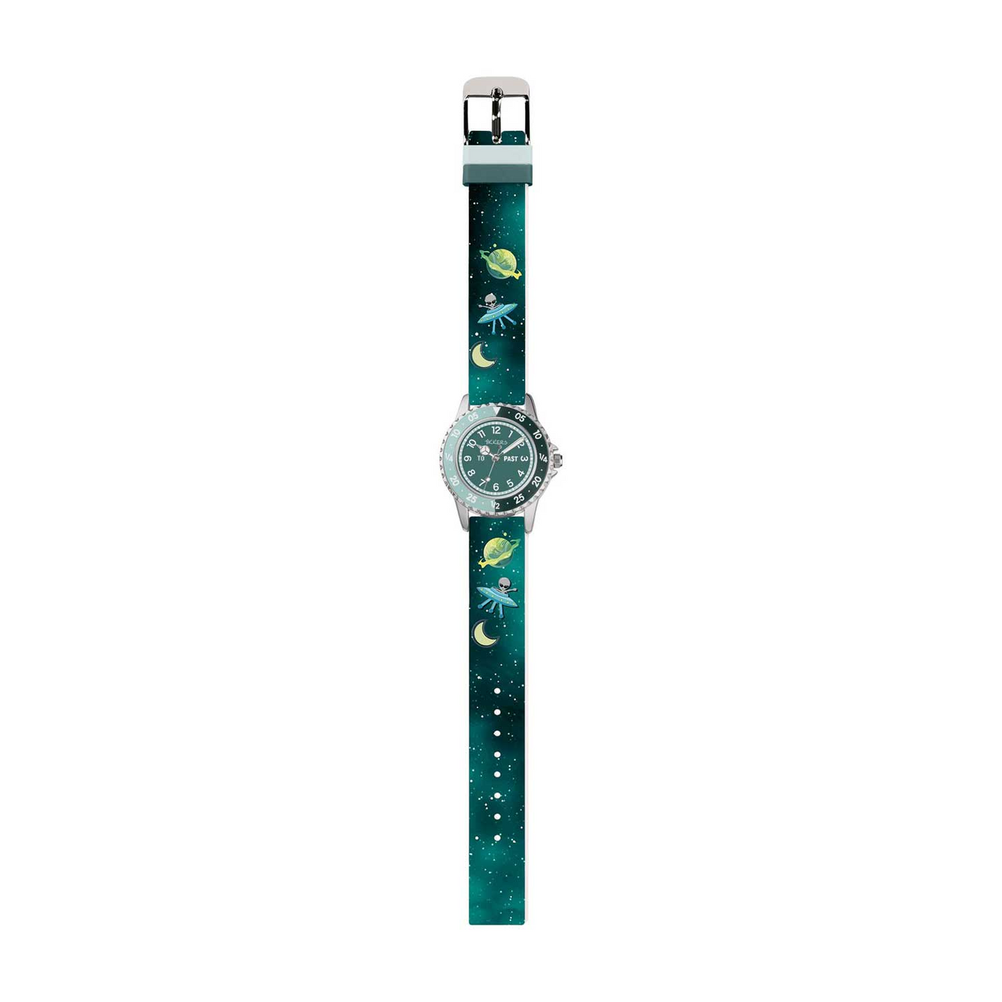 Tikkers Space Green Silicone Strap Time Teaching Watch