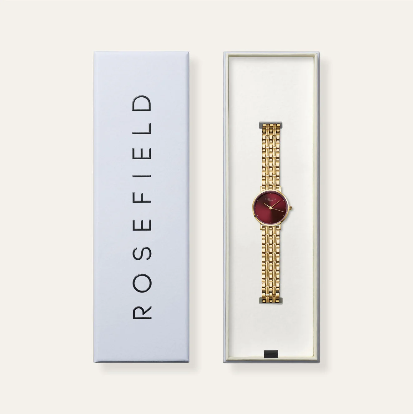 Rosefield Small Edit Burgundy Gold Watch