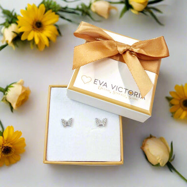 Crystal Butterfly Children Sterling Silver Earrings