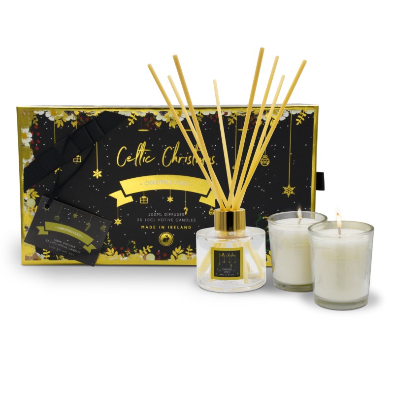 CHRISTMAS GOLD BAKED APPPLES GIFT SET Tumbler X2 + Reed Diffuser