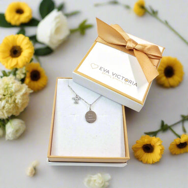 First Holy Communion Children Sterling Silver Disc Pendant Angel Charm