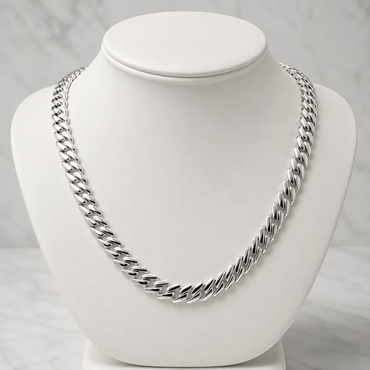 Sterling Silver Statement Curb Chain with Fancy Catch 9mm