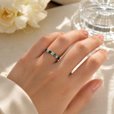 Sterling Silver Emerald Eternity Ring