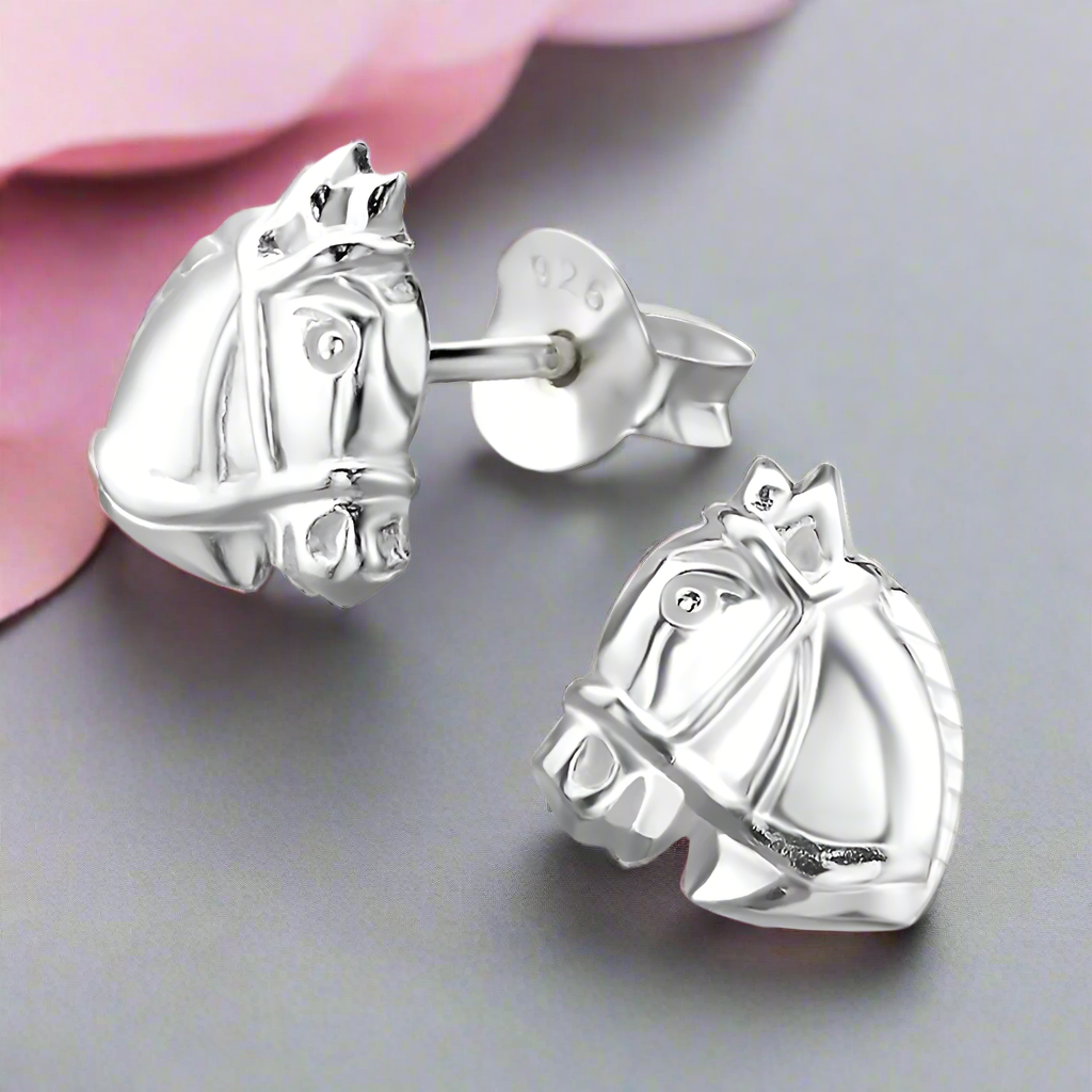 Horse Head Sterling Silver Children Stud Earrings