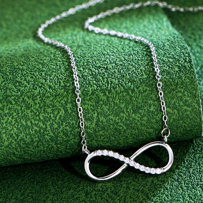 Sterling Silver CZ Infinity Necklace