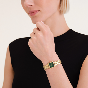 Rosefield Boxelle Gold Emerald Watch