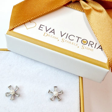 Pearl Flower Children Sterling Silver Earrings