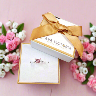 Pink Butterfly Sterling Silver Ring for Children