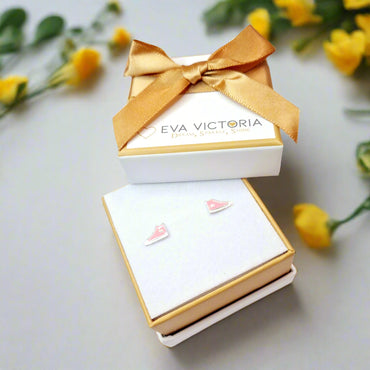 Pink Sneakers Sterling Silver Enamel Children Earrings