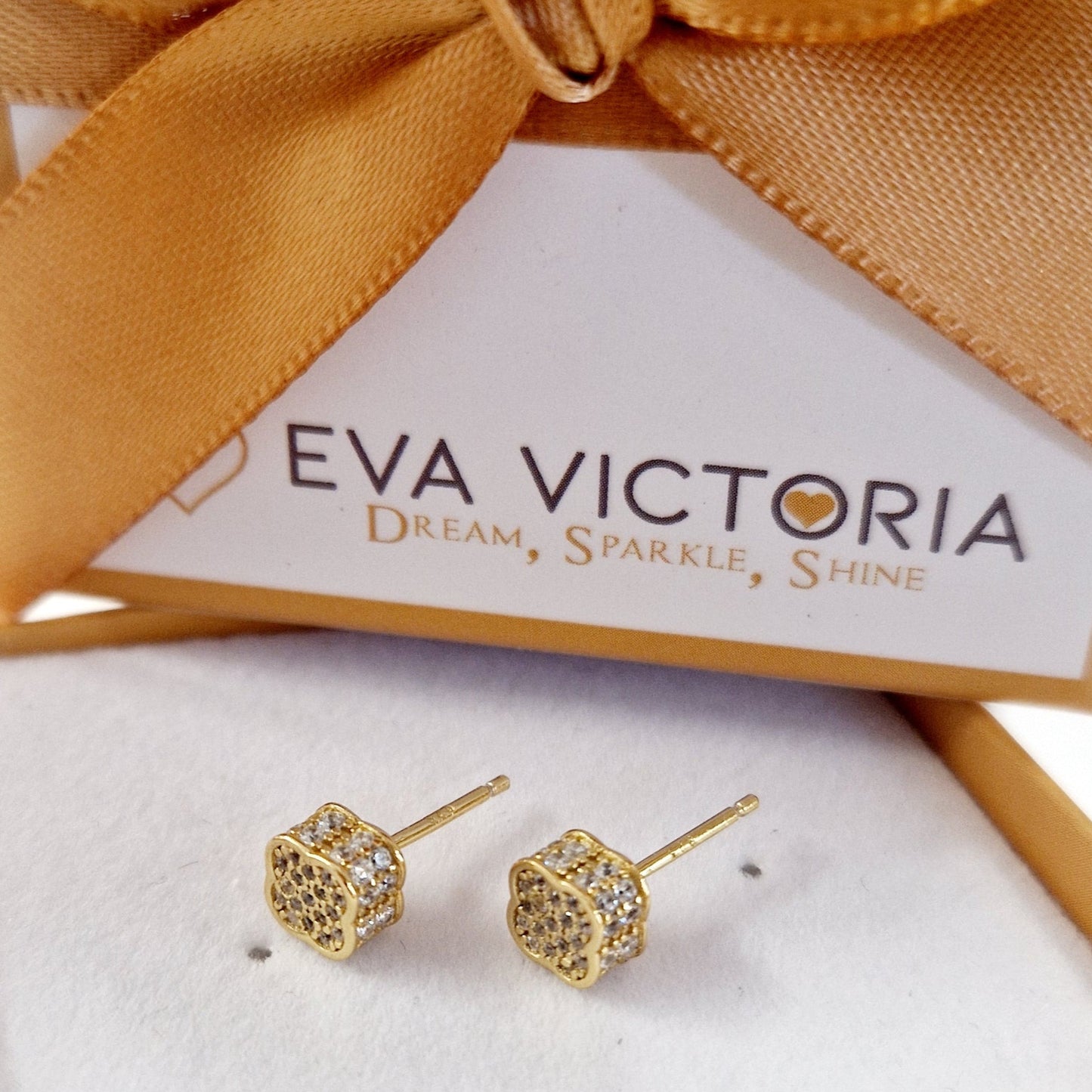 18ct Gold Plated Sterling Silver 6mm Clover Stud Earrings