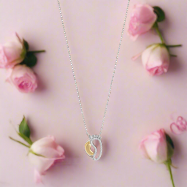 Two Tone Baby Feet Sterling Silver Pendant
