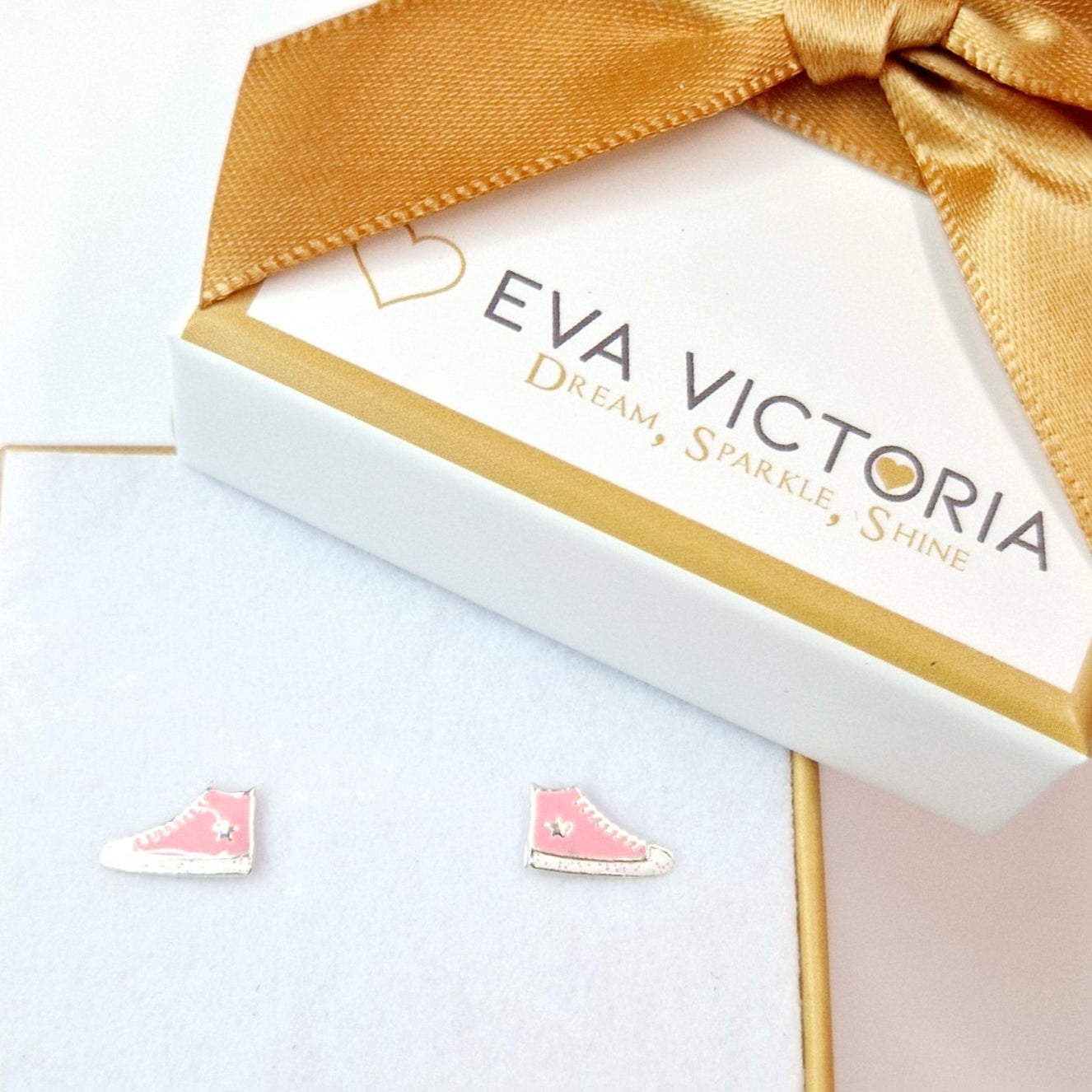 Pink Sneakers Sterling Silver Enamel Children Earrings