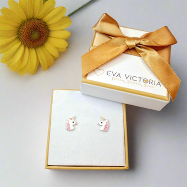 Rainbow Unicorn Sterling Silver Children Earrings