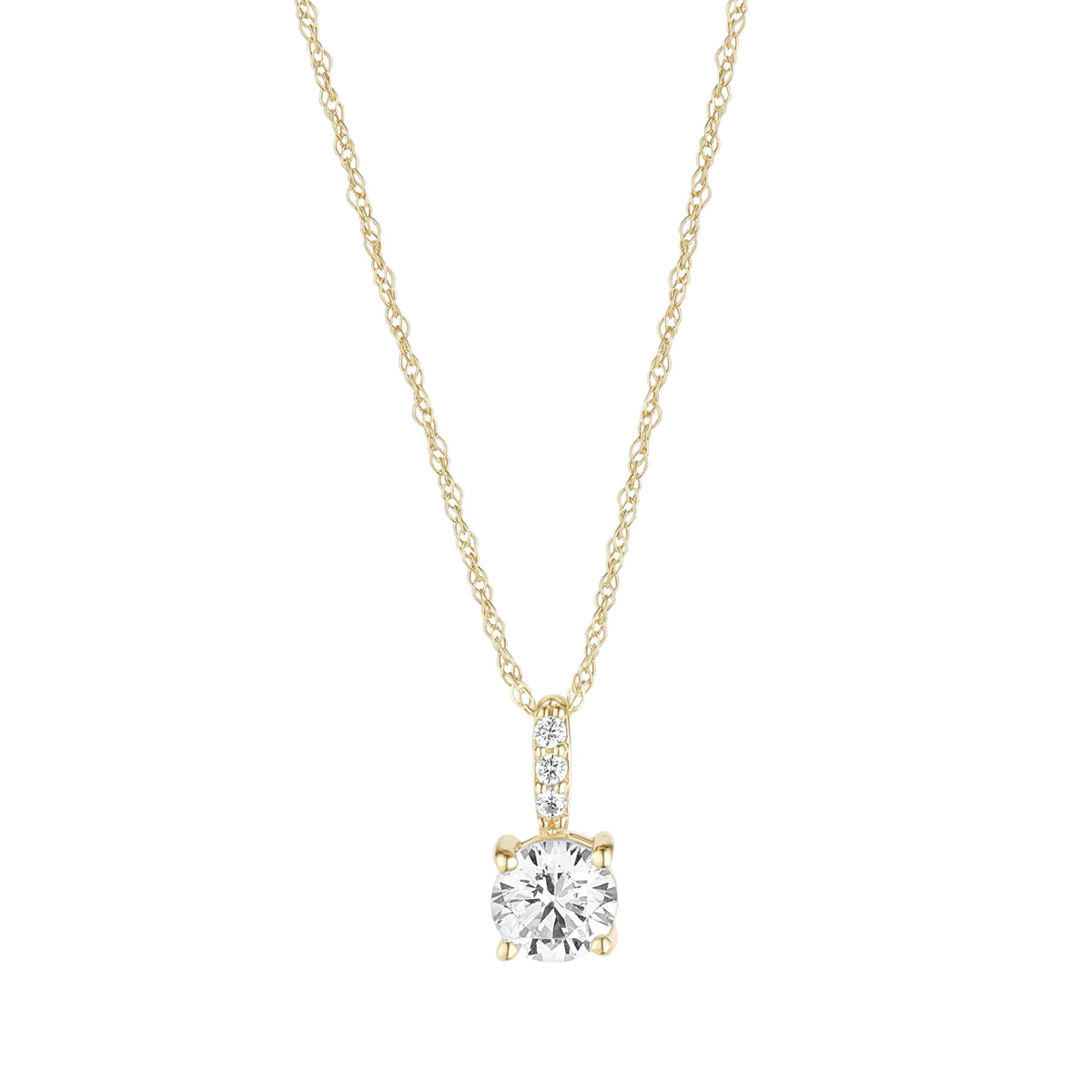 9ct Gold Pave CZ Solitaire Pendant