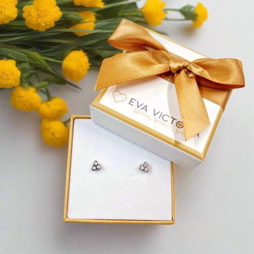 Sterling Silver Rubover Solitaire Pendant & Earrings Set for Children