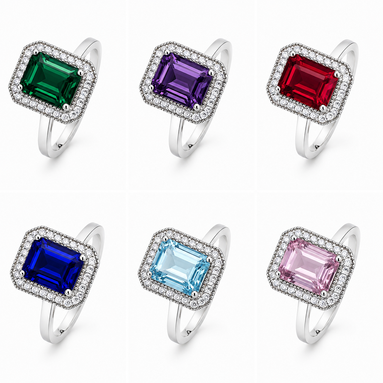 Sterling Silver Emerald Cut Amethyst Ring
