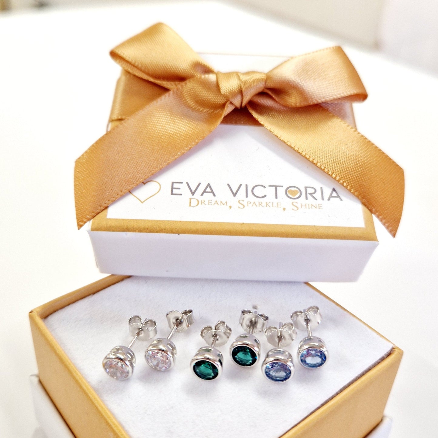 April Birthstone Sterling Silver Pendant & Earrings Set