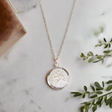 Sterling Silver St. Christopher's Tiny Round Medal 12mm