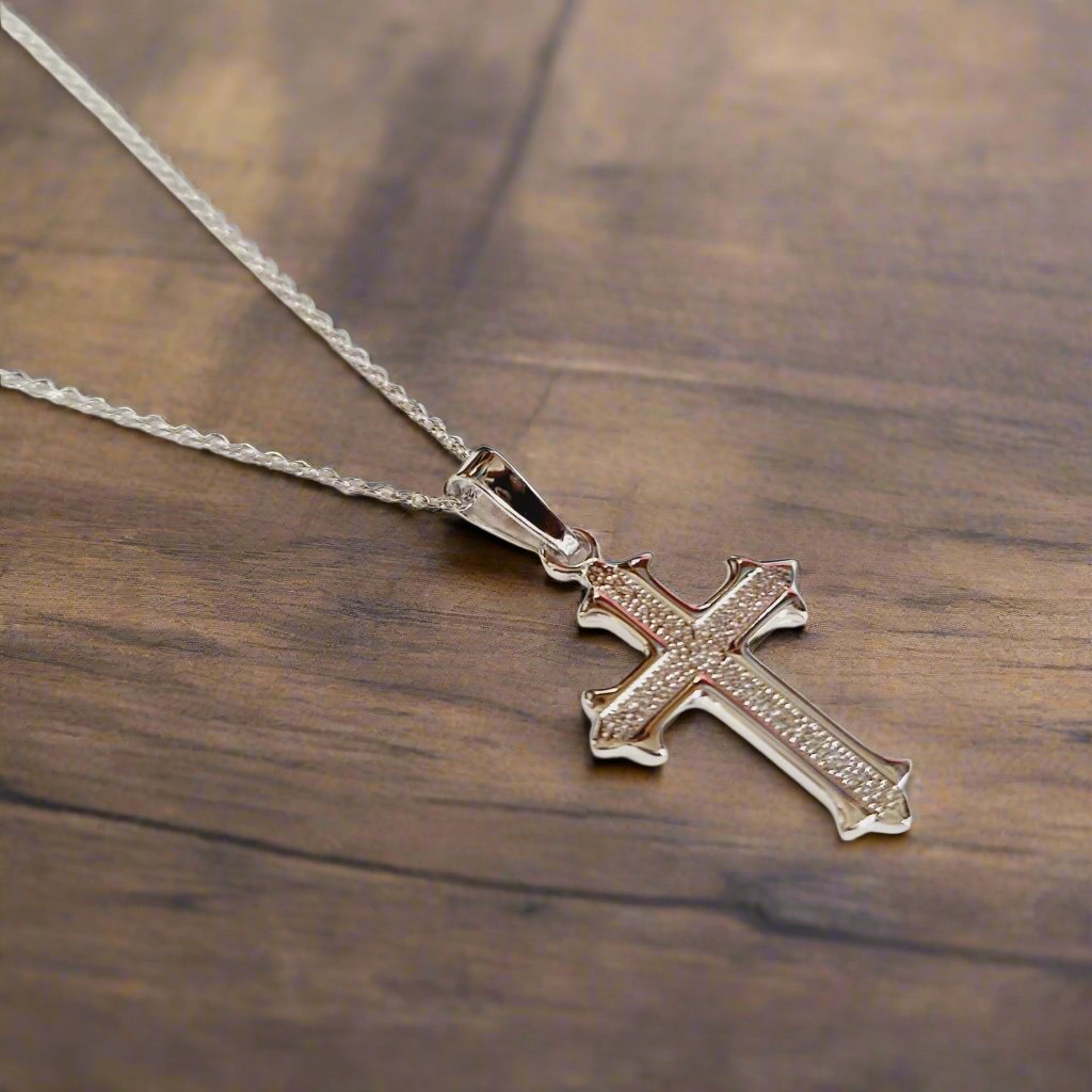 Diamond Cut Fancy Sterling Silver 20mm Cross