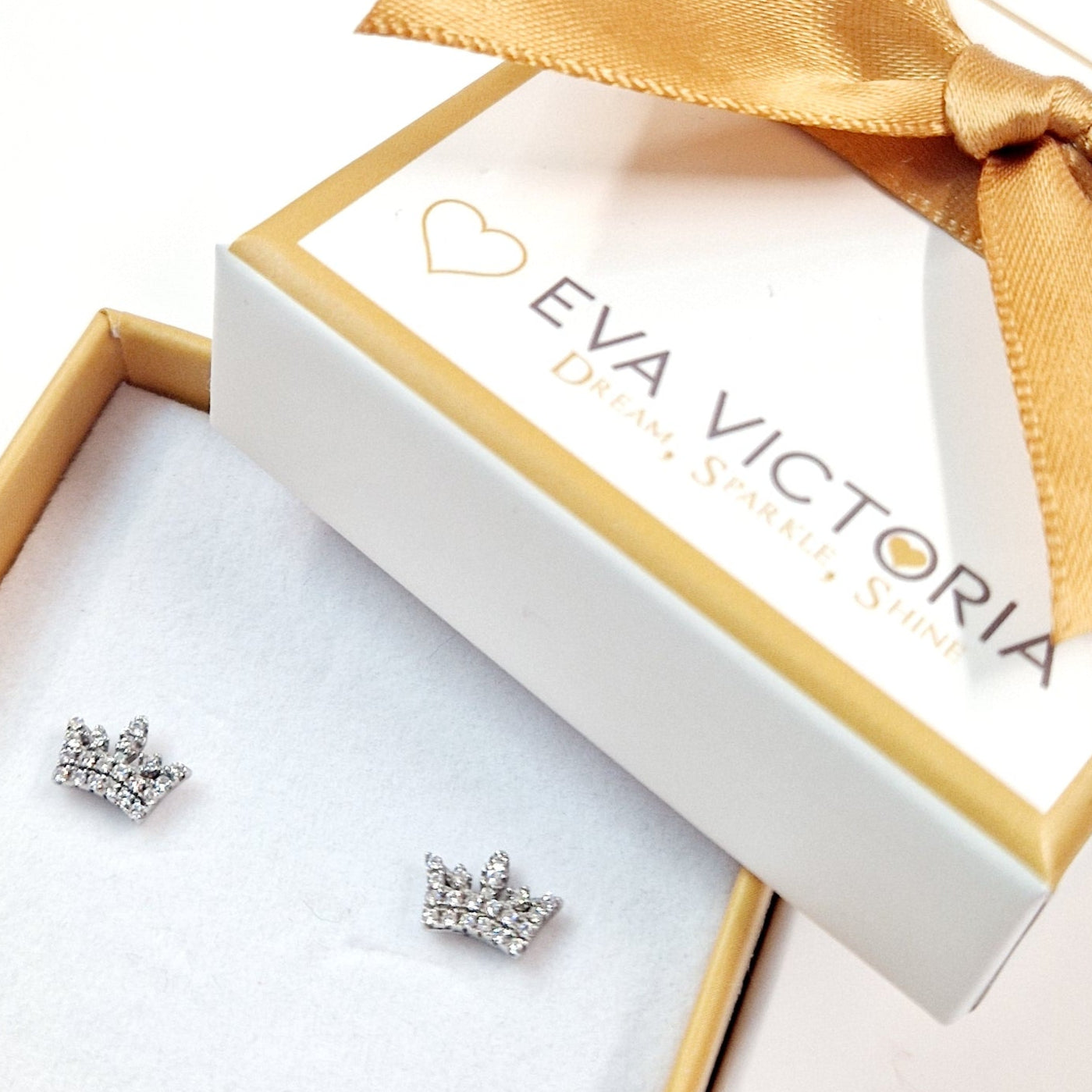 Princess Crown Pendant & Earrings Sterling Silver Set for Girls