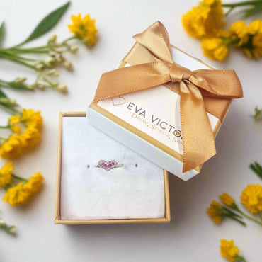 Pink Heart Sterling Silver Children Adjustable Ring