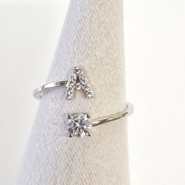 Sterling Silver Alphabet Initital Adjustable Ring