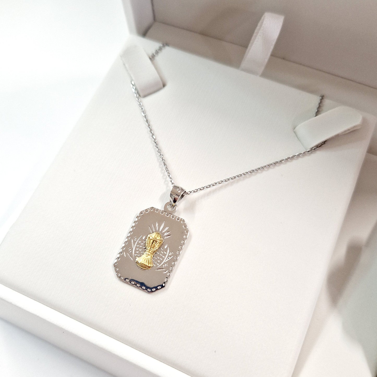 Communion Silver Medal & Black Strap Watch Gift Set