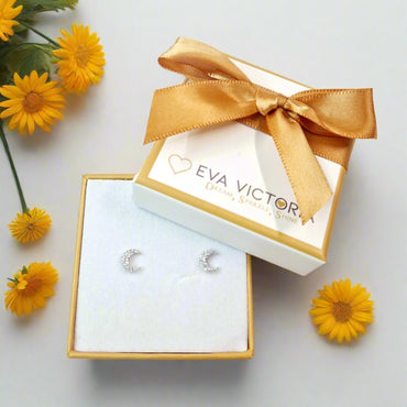 Moonlight Sterling Silver Delicate Stud Earrings