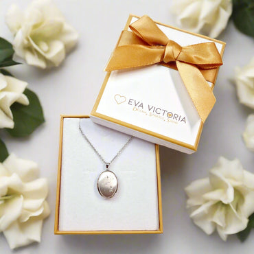 Sterling Silver Oval Photo Locket with Cross & Dove 18mm