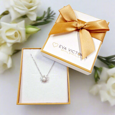 Sterling Silver Flower Pearl Pendant