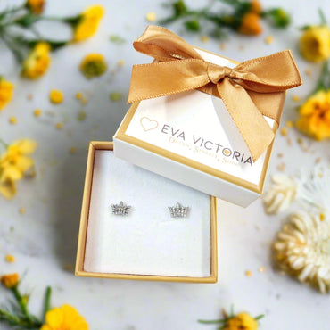 Princess Crown Pendant & Earrings Sterling Silver Set for Girls