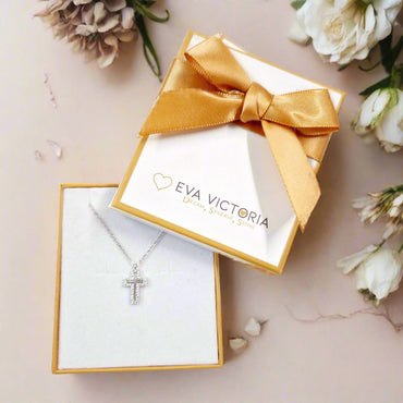 Mother of Pearl Sterling Silver Cross Pendant 15mm