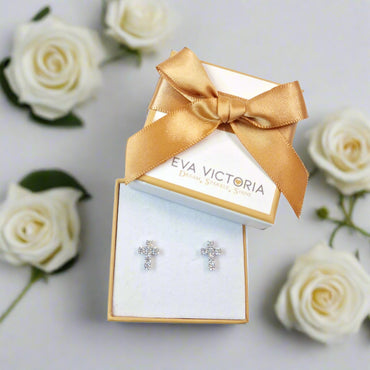 Sterling Silver 11mm Cross Stud Earrings