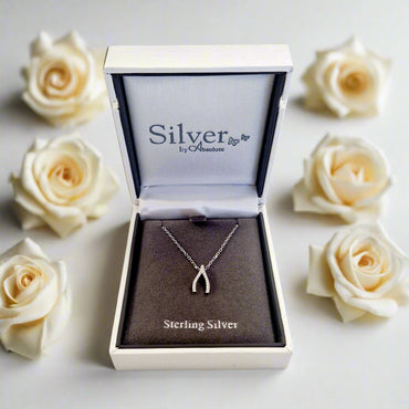 Wishbone Cubic Zirconia Sterling Silver Pendant