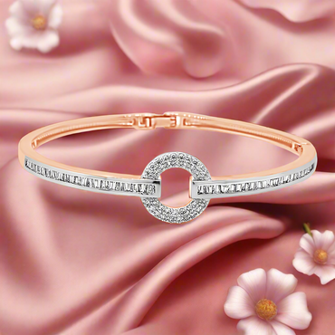 Hoop Silver & Rose Gold Diamante Bangle
