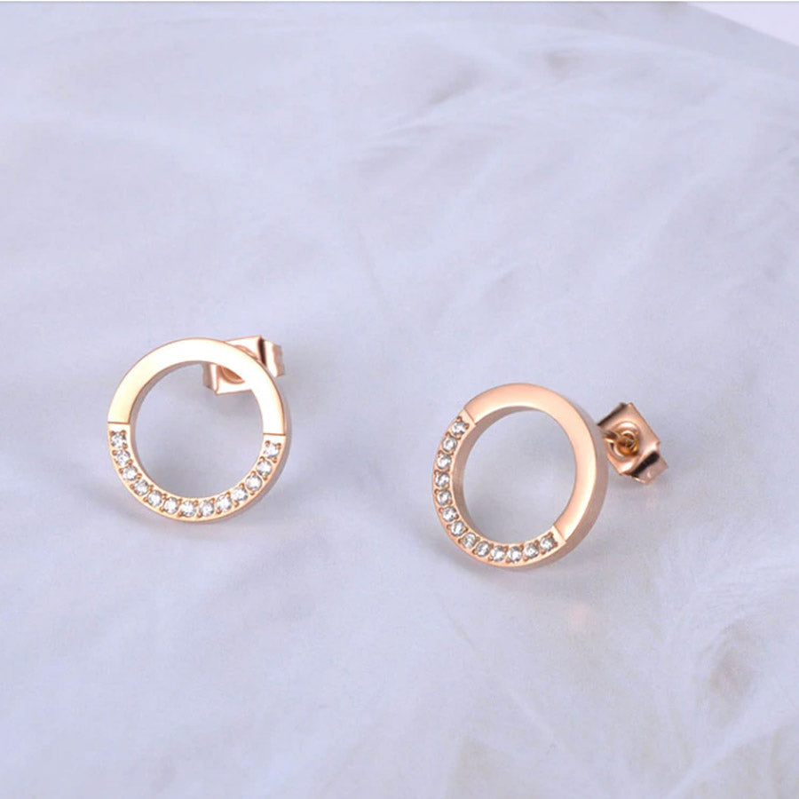 Shop Diamante Rose Gold Earrings Set