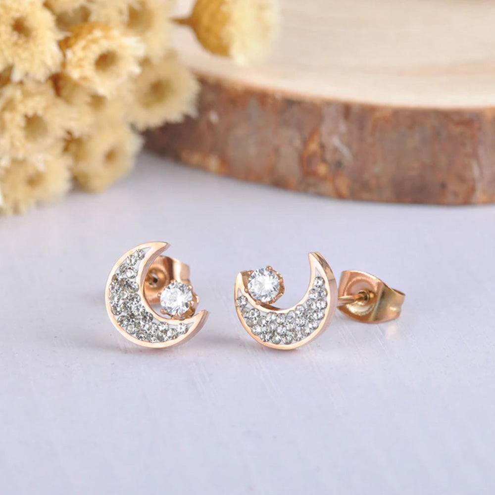 Moon Light Necklace and Earrings Rose Gold Set Ireland